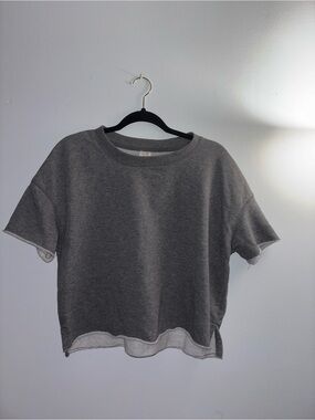 Gray Crop Top - Casual Short Sleeve